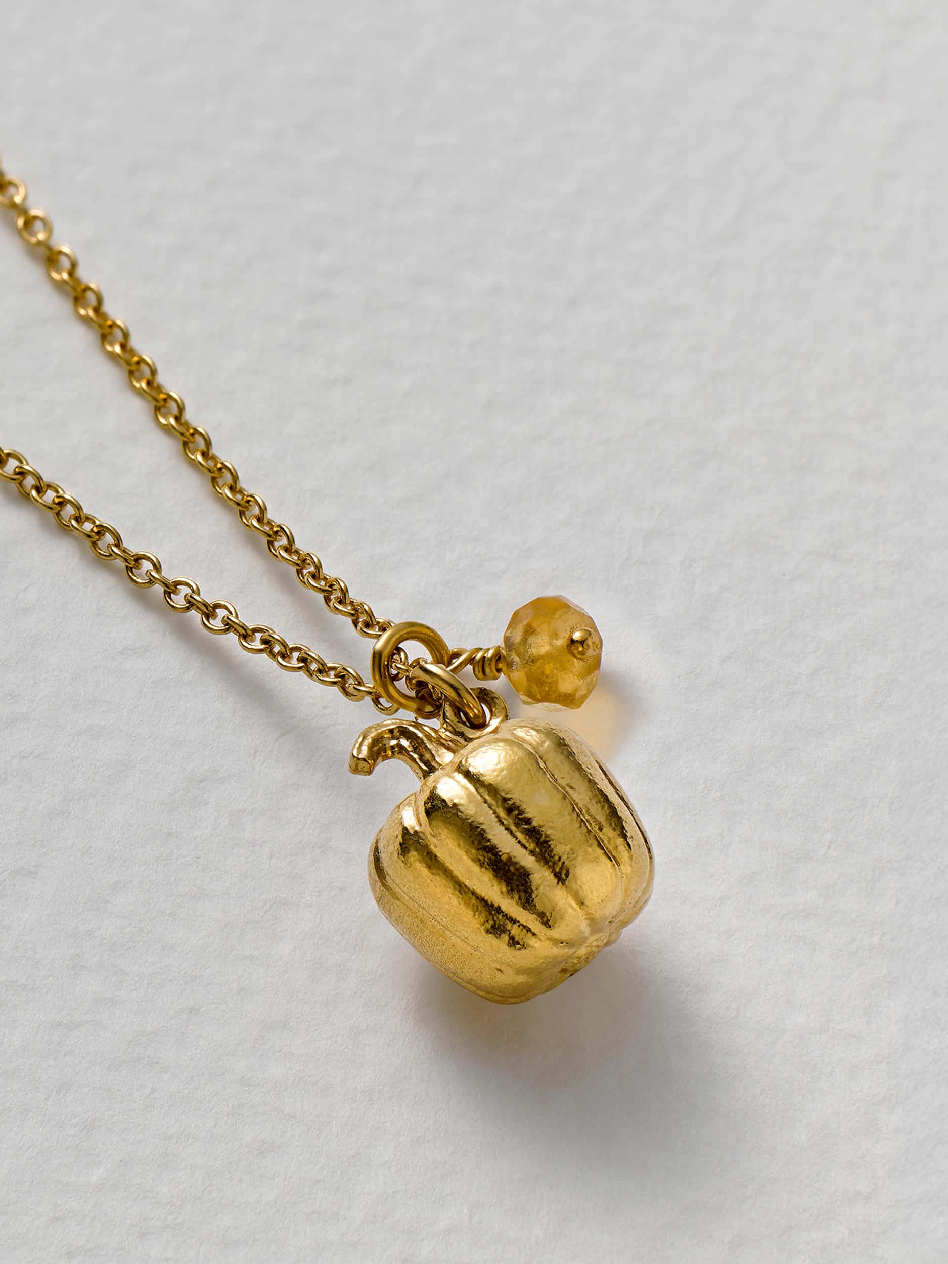 Fat Pumpkin Necklace with Citrine Rondelle - image 5 | gold plate