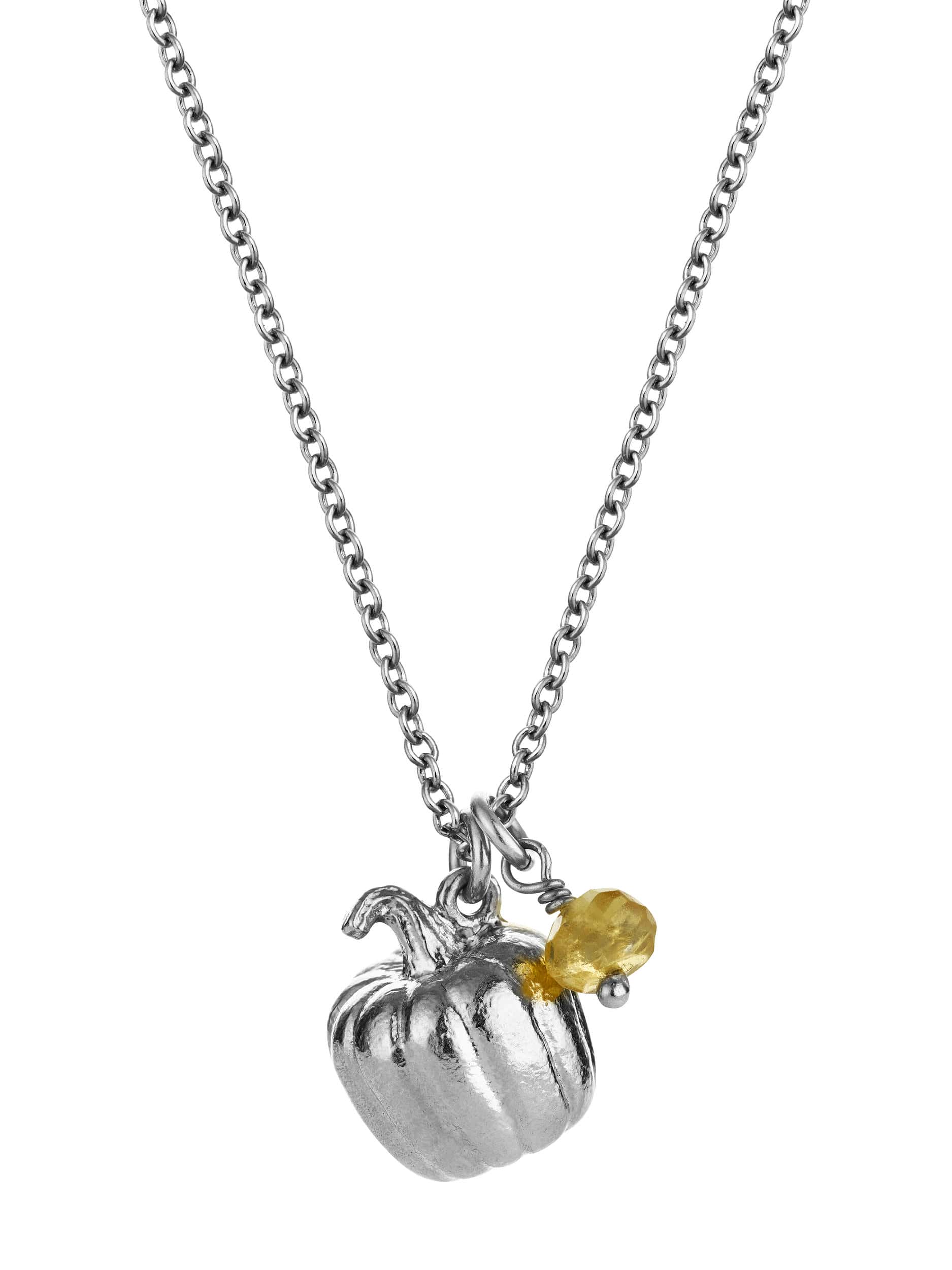 Fat Pumpkin Necklace with Citrine Rondelle - image 6 | silver