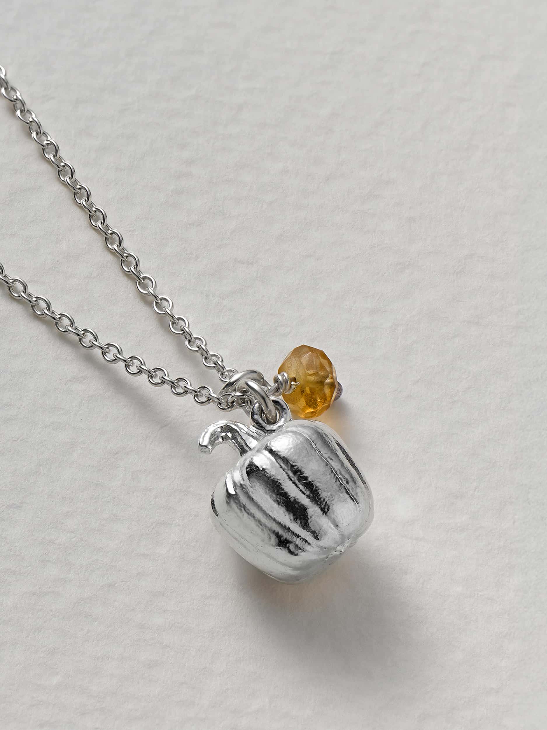 Fat Pumpkin Necklace with Citrine Rondelle - image 9 | silver