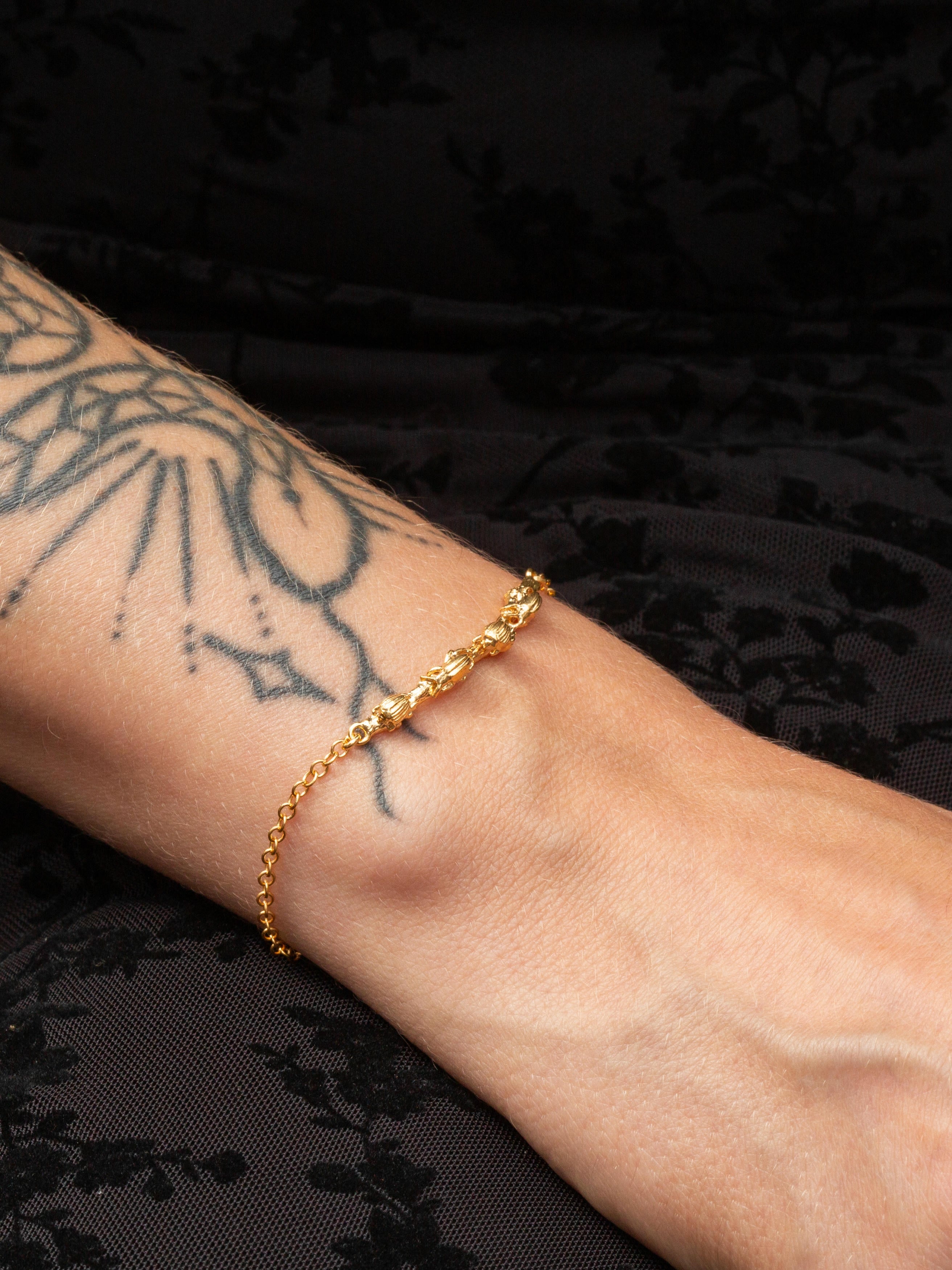 Marching Bugs Inline Bracelet with Tourmaline & Sapphire Briolettes - image 2