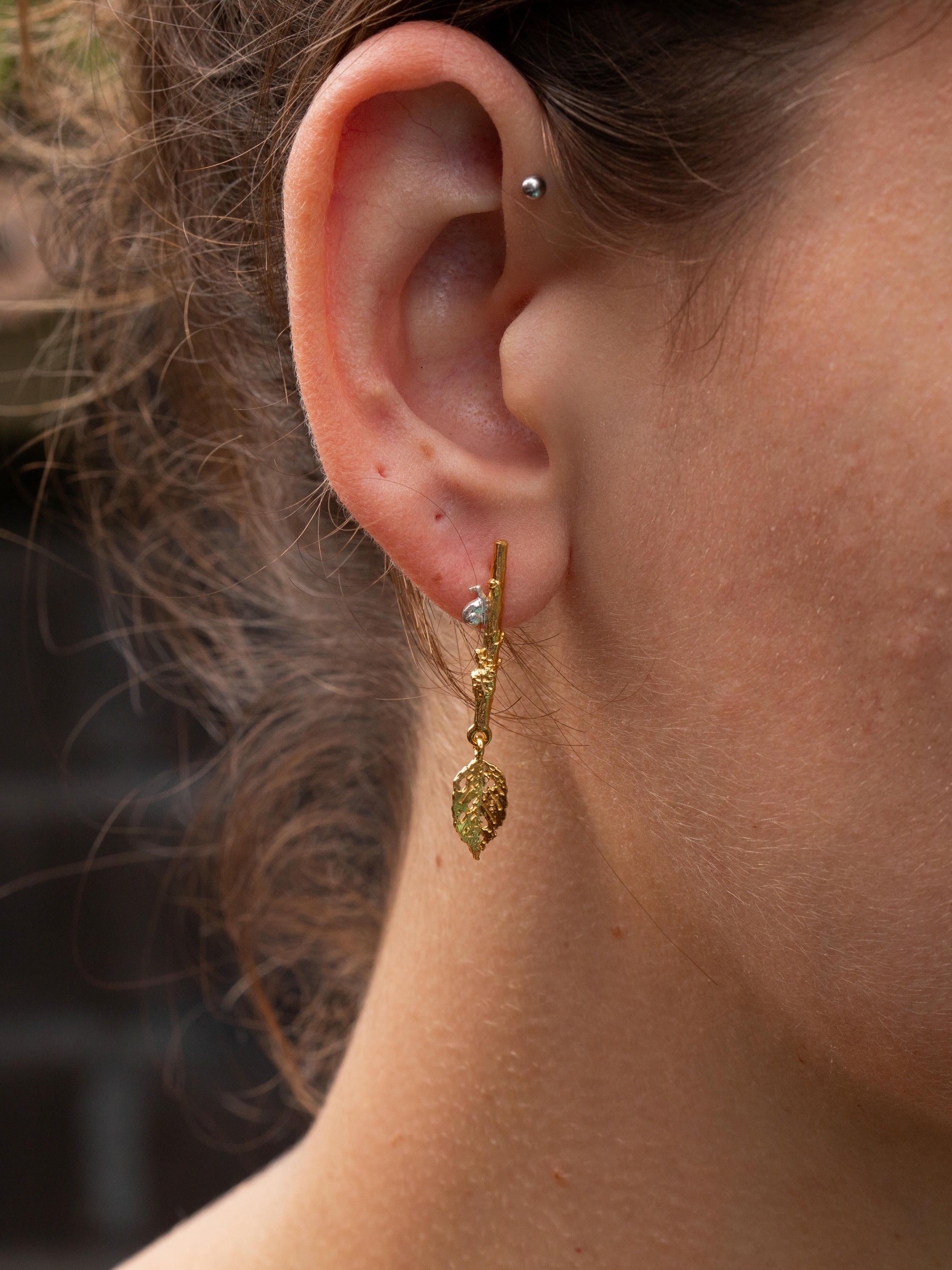 Creeping Critter' Twig Stud Drop Earrings - image 3