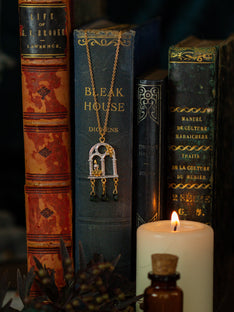 'Moth to a Flame' Gothic Archway Necklace with Tourmaline Briolettes