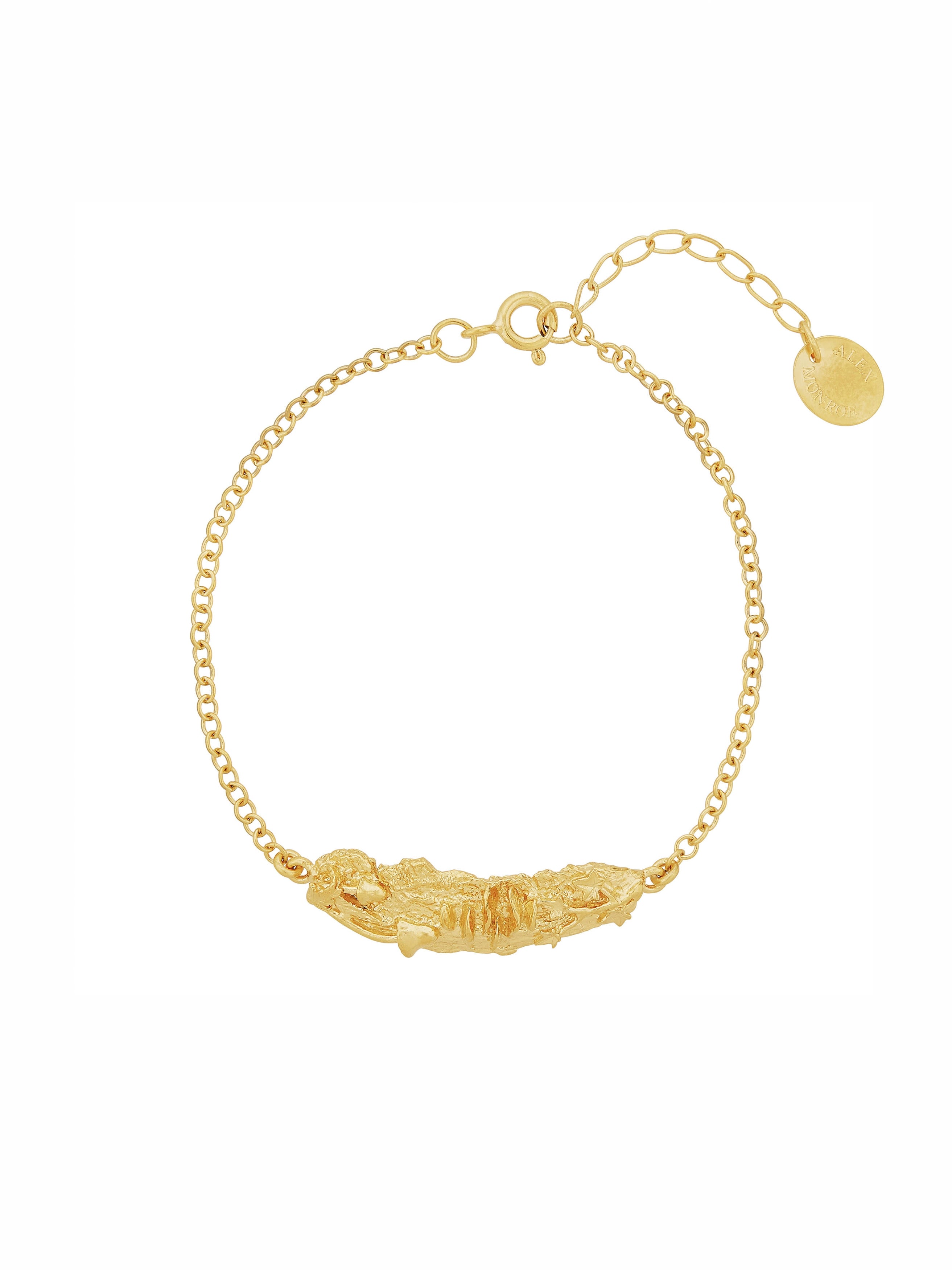 Woodland Bark Inline ID Bracelet - image 1 | gold plate