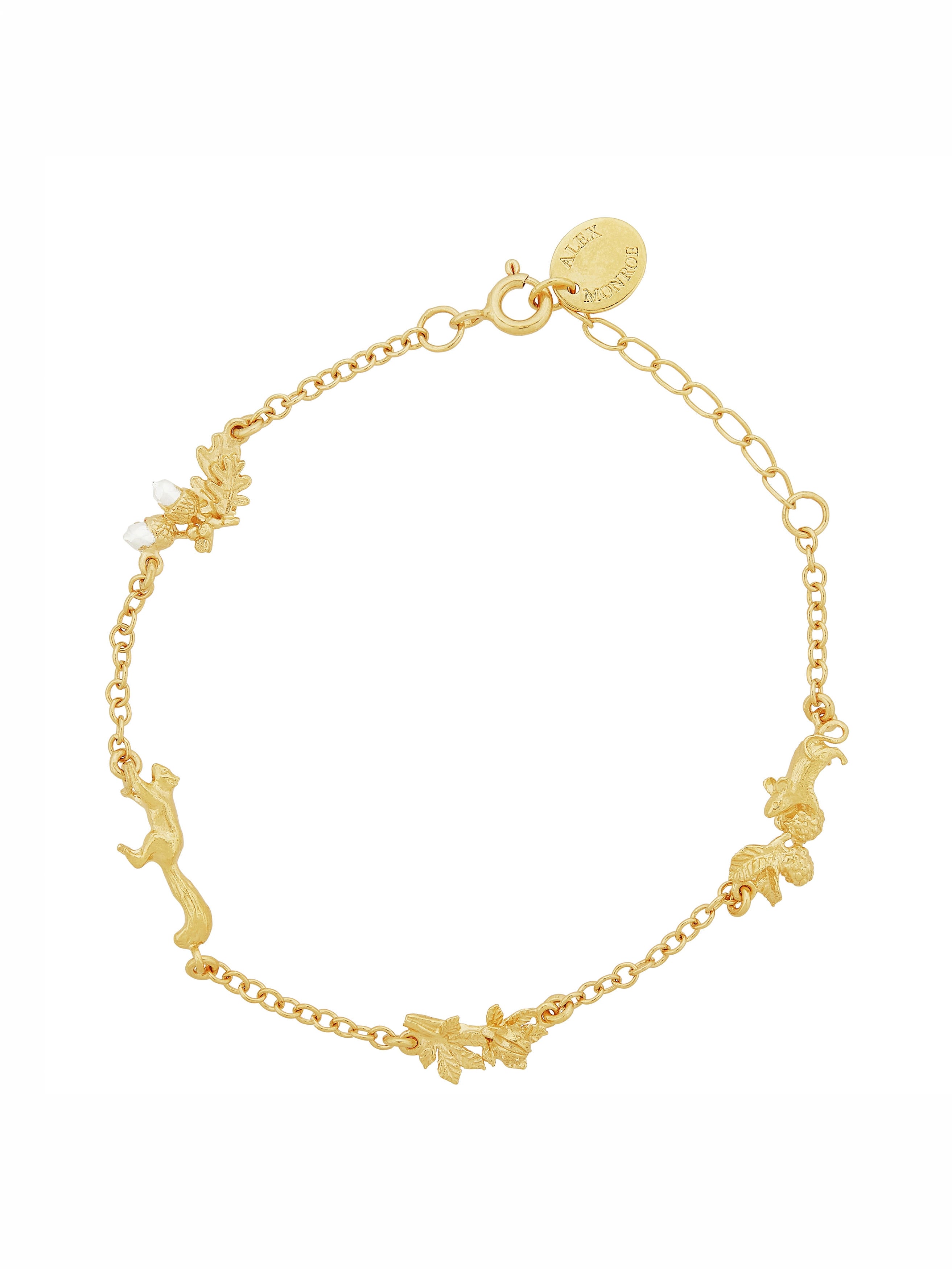 Woodland Exploration Inline Bracelet with Squirrel & Mouse - image 1 | silver & gold plate