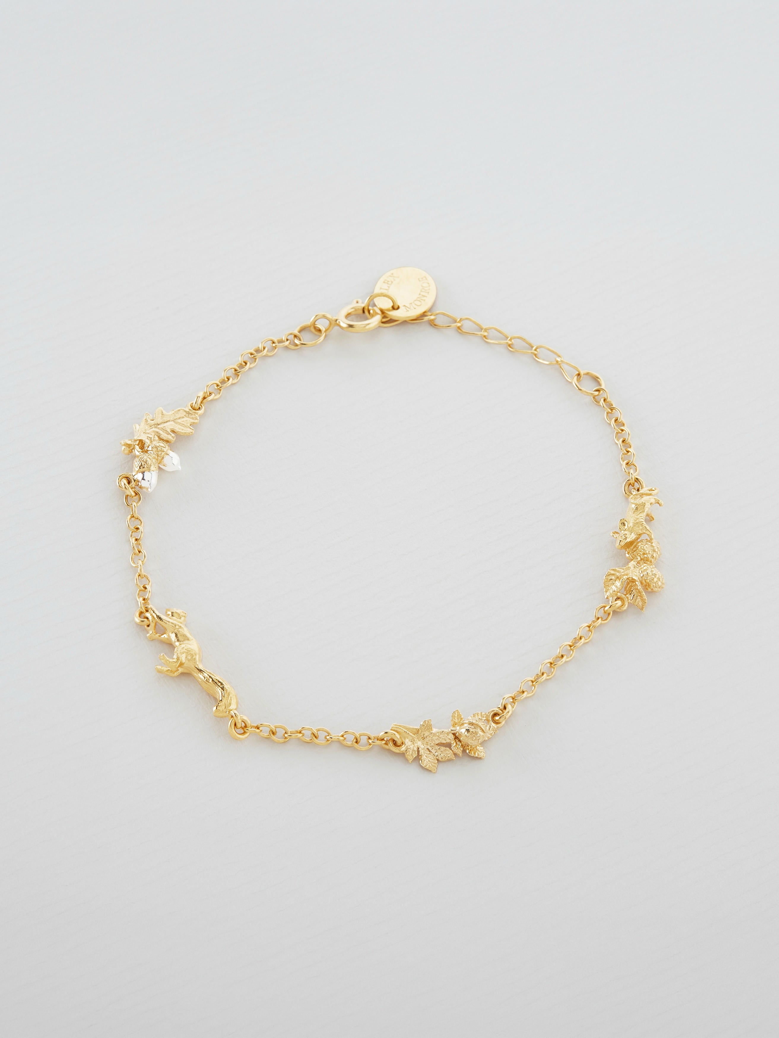 Woodland Exploration Inline Bracelet with Squirrel & Mouse - image 4 | silver & gold plate
