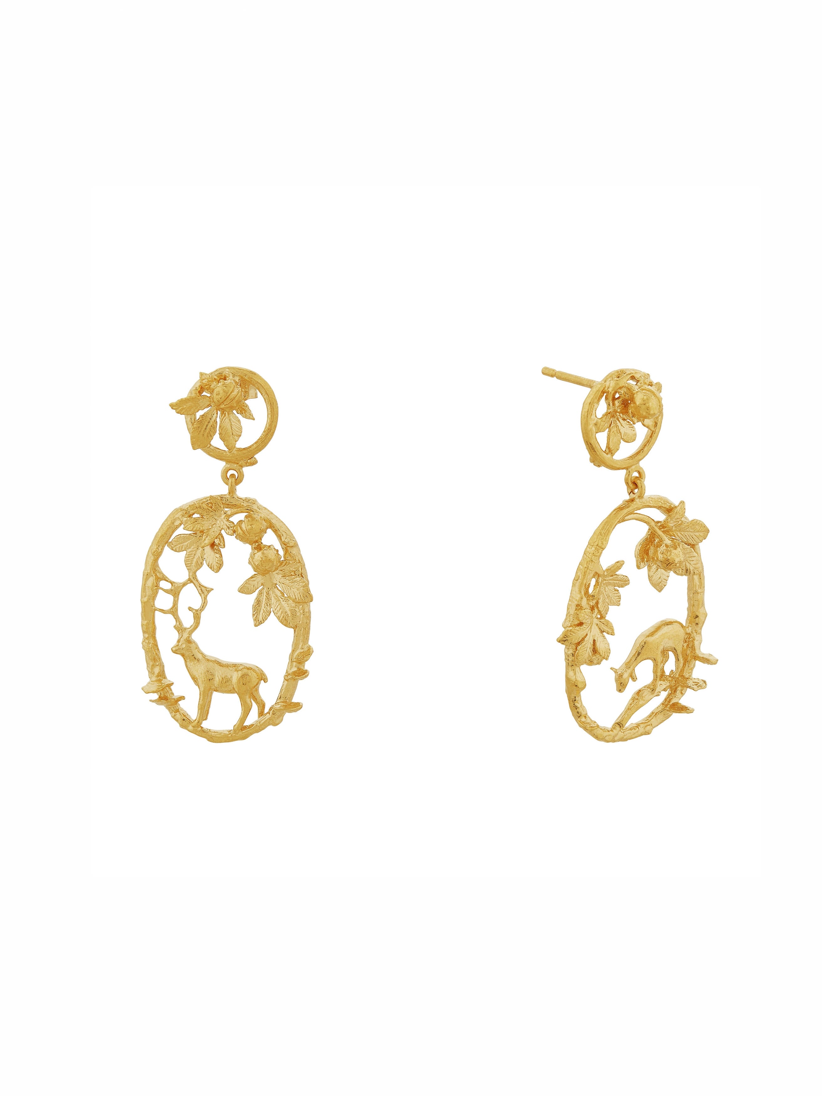 Doe & Stag Oval Loop Drop Earrings - image 1 | gold plate