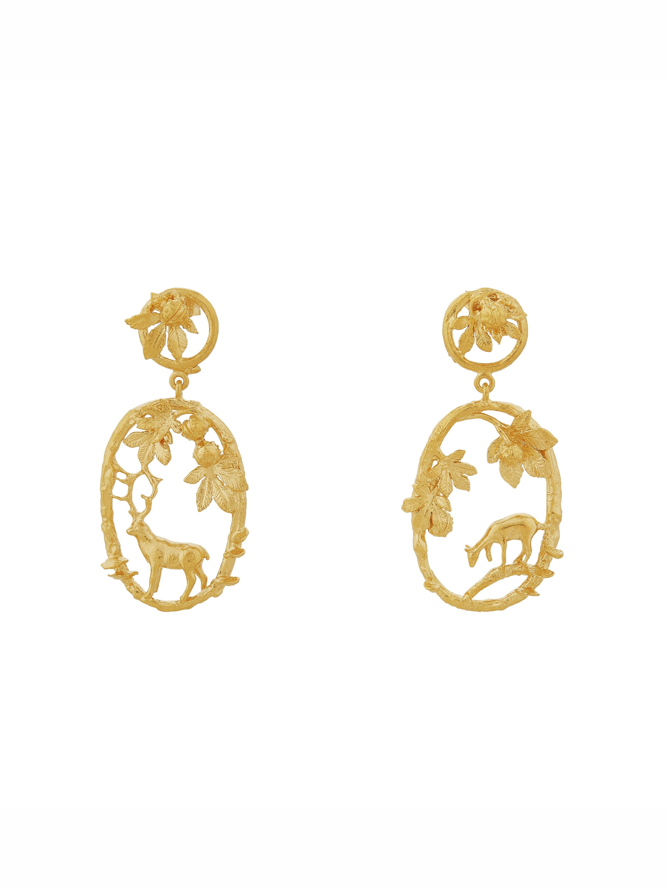Doe & Stag Oval Loop Drop Earrings - image 5 | gold plate