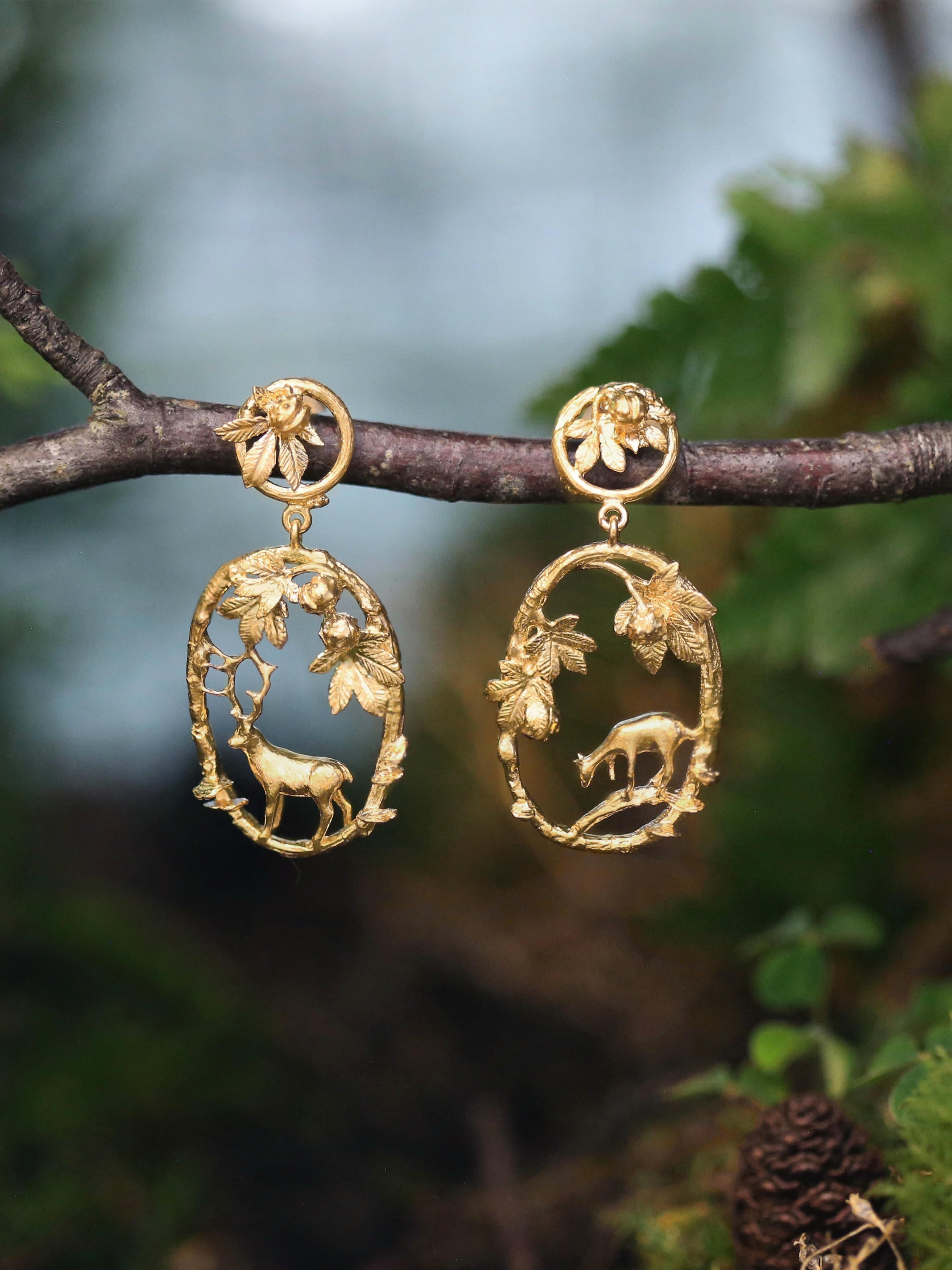 Doe & Stag Oval Loop Drop Earrings - image 3