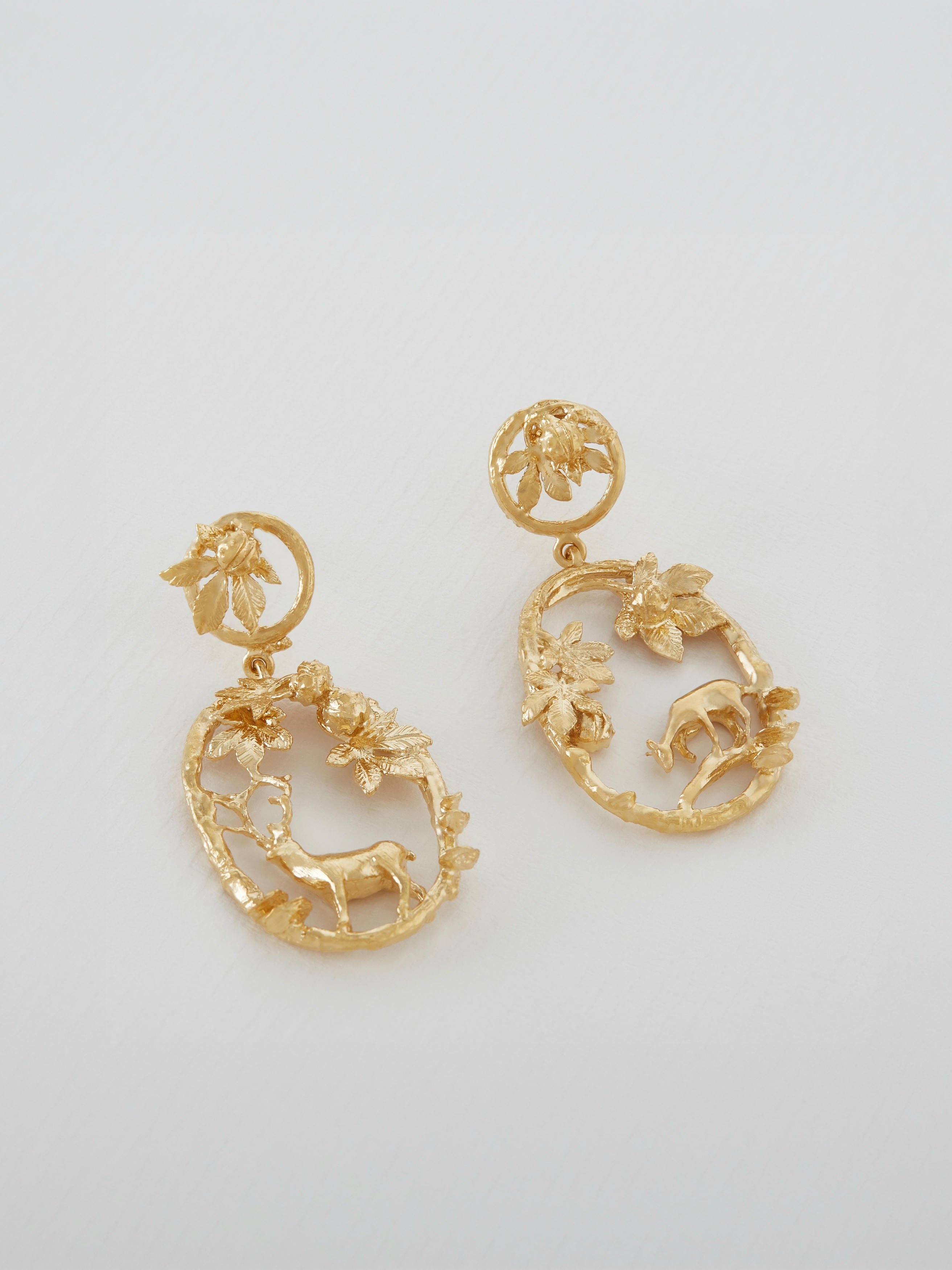 Doe & Stag Oval Loop Drop Earrings - image 4 | gold plate
