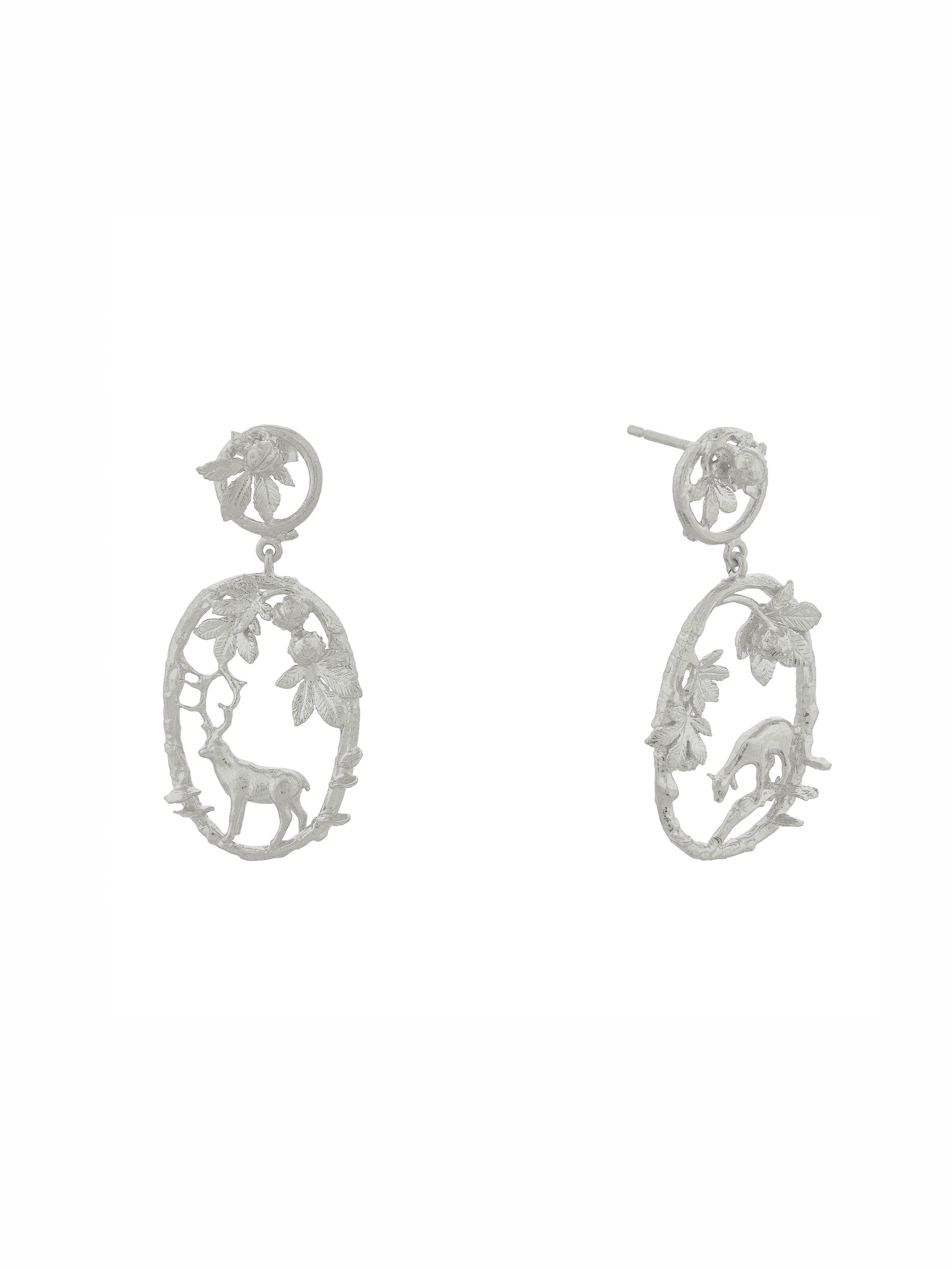 Doe & Stag Oval Loop Drop Earrings - image 6 | silver