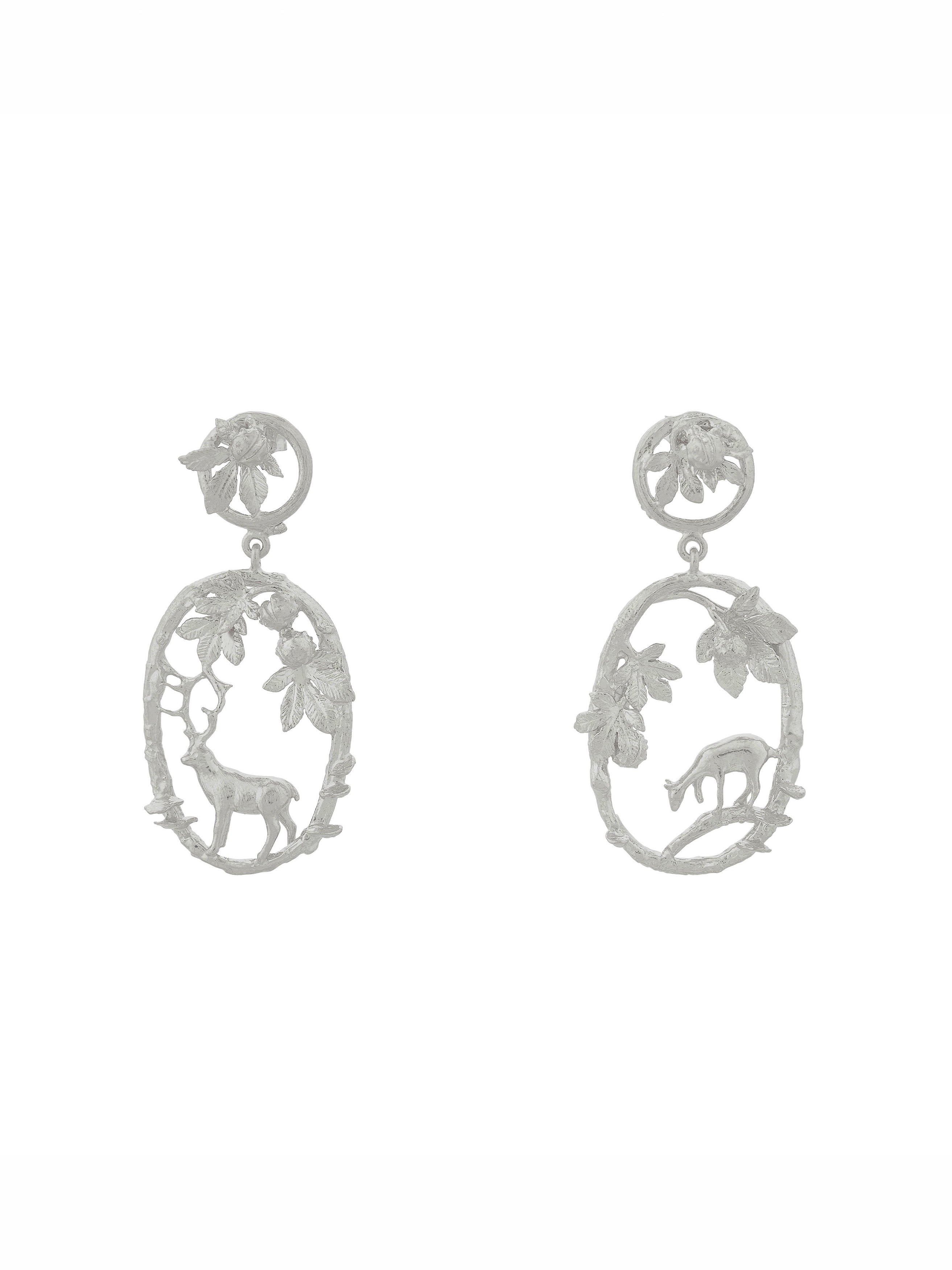 Doe & Stag Oval Loop Drop Earrings - image 9 | silver
