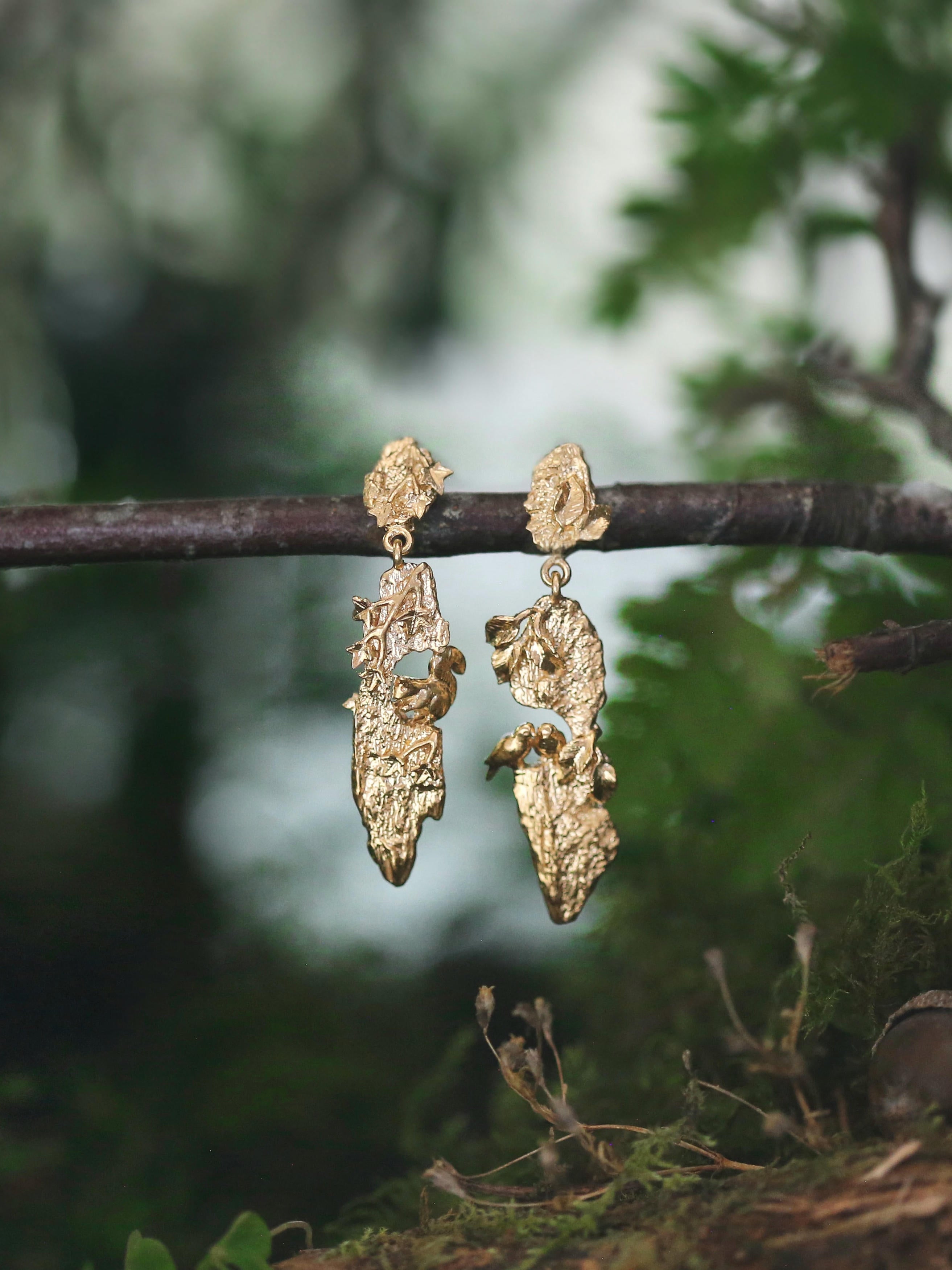 Forest Life Bark Drop Earrings - image 3