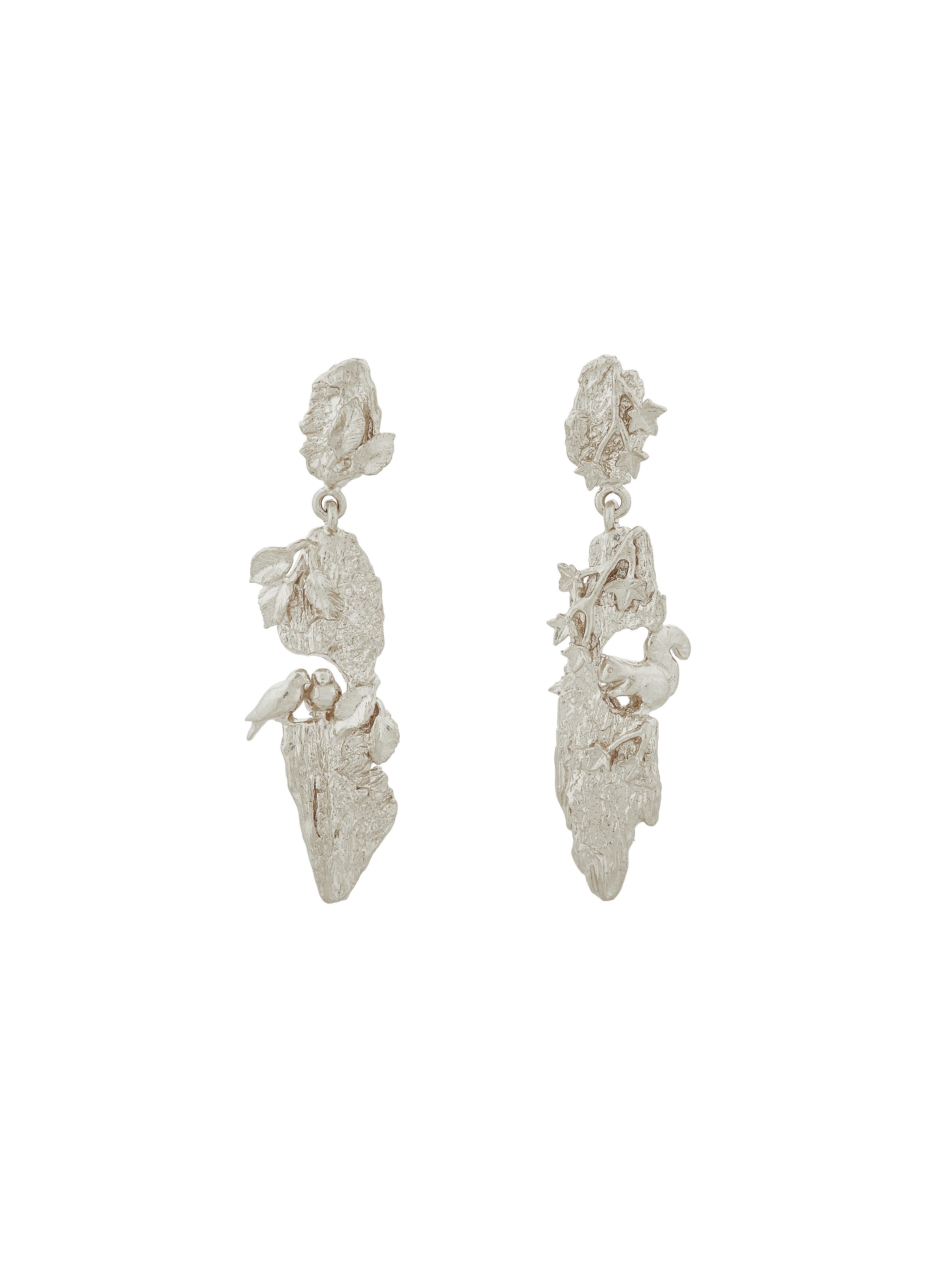 Forest Life Bark Drop Earrings - image 6 | silver