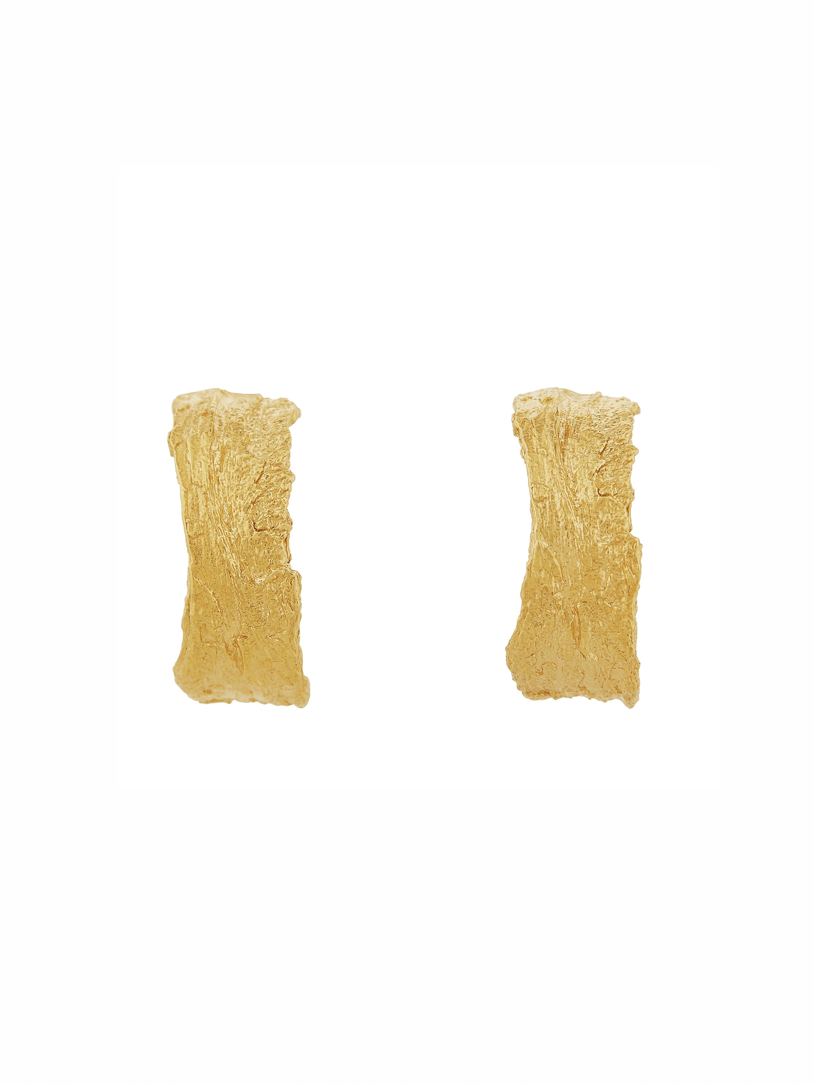 Wide Bark Hoop Earrings - image 5 | gold plate