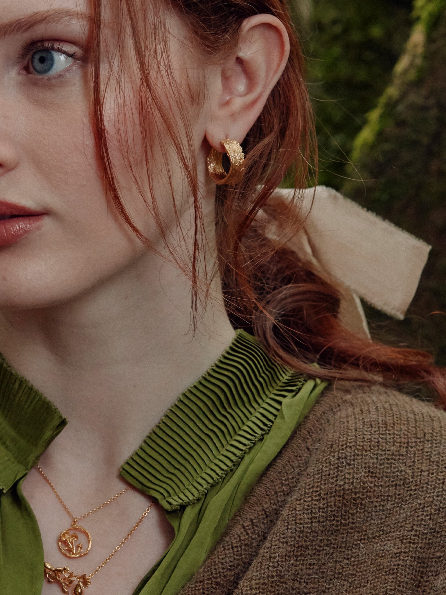 Wide Bark Hoop Earrings - image 2