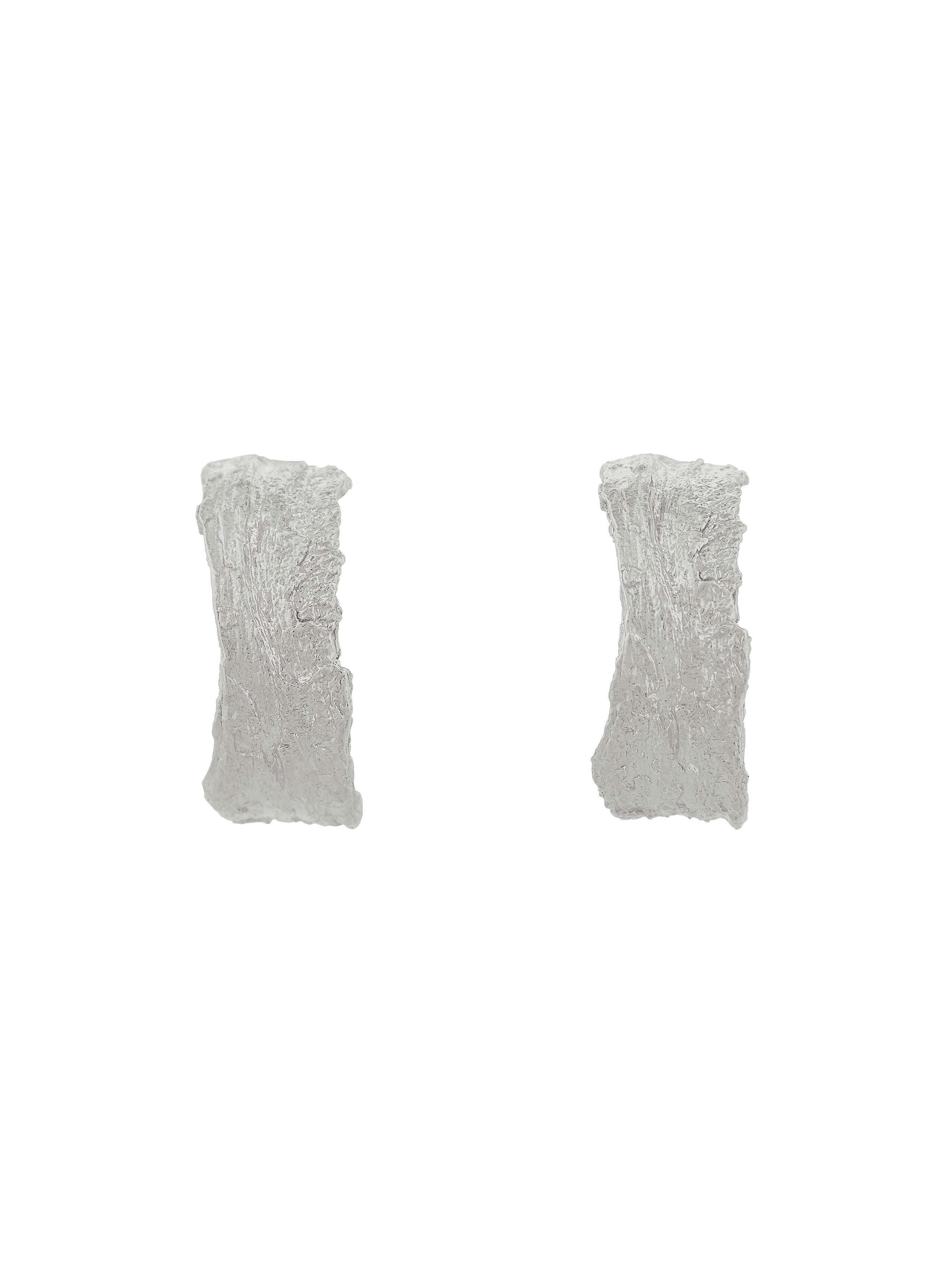 Wide Bark Hoop Earrings - image 8 | silver