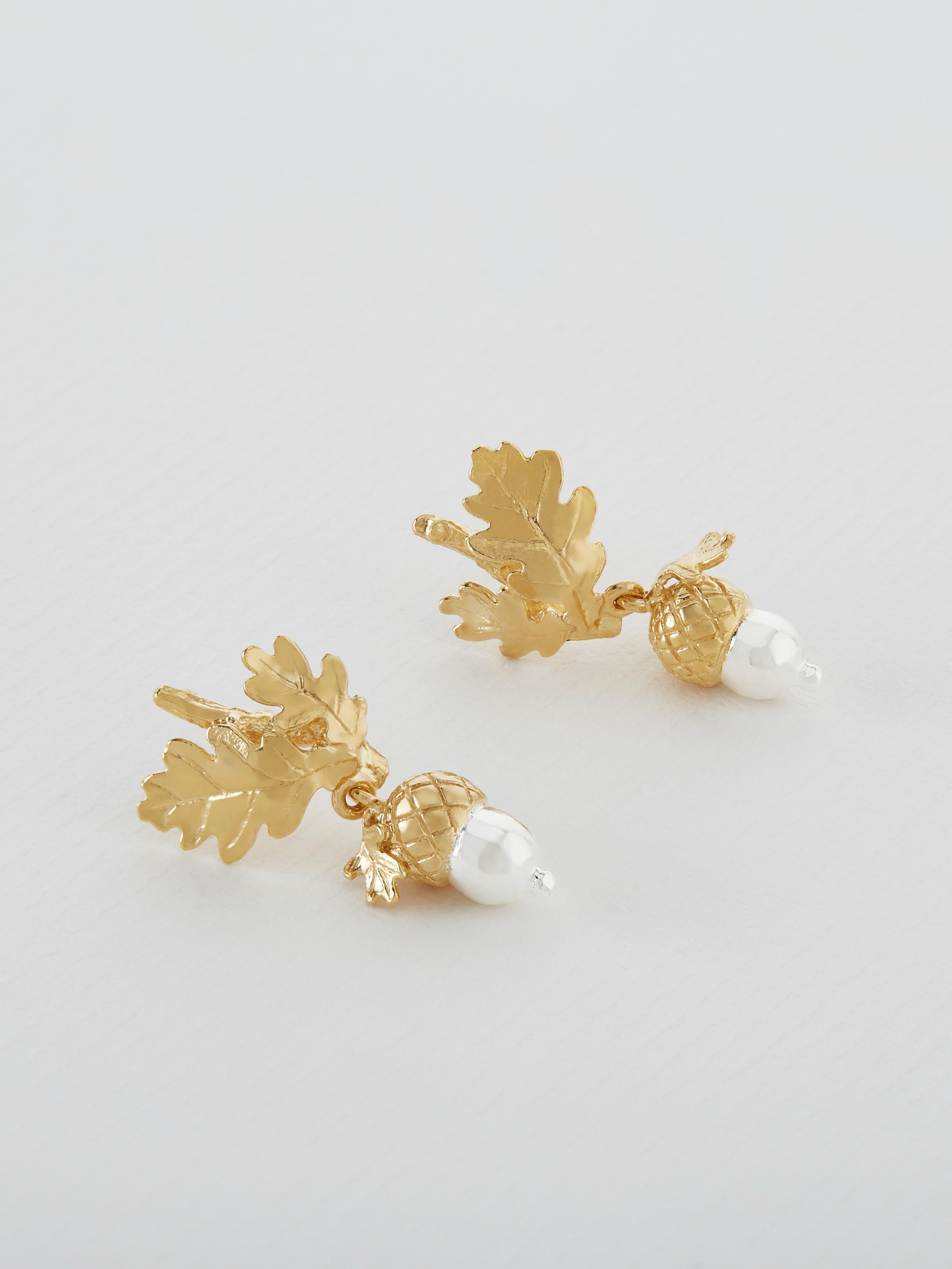 Acorn Drop Earrings - image 4 | silver & gold plate
