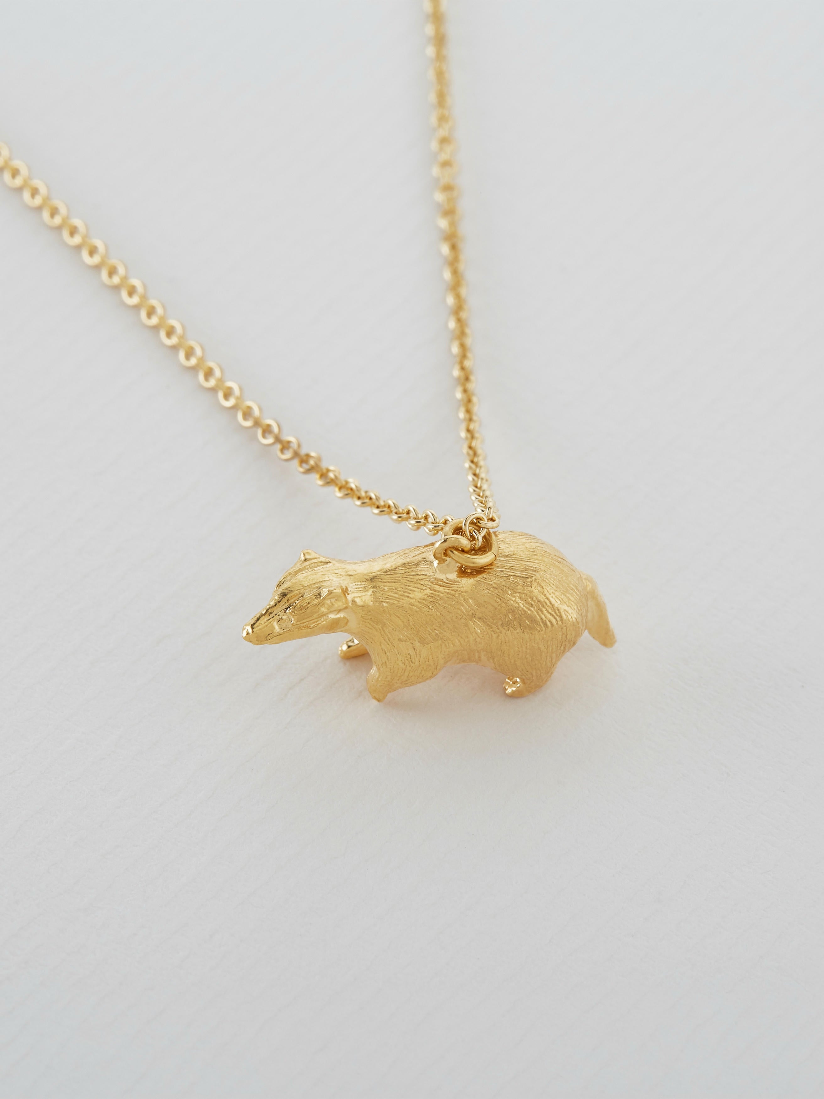 Foraging Badger Necklace - image 4 | gold plate