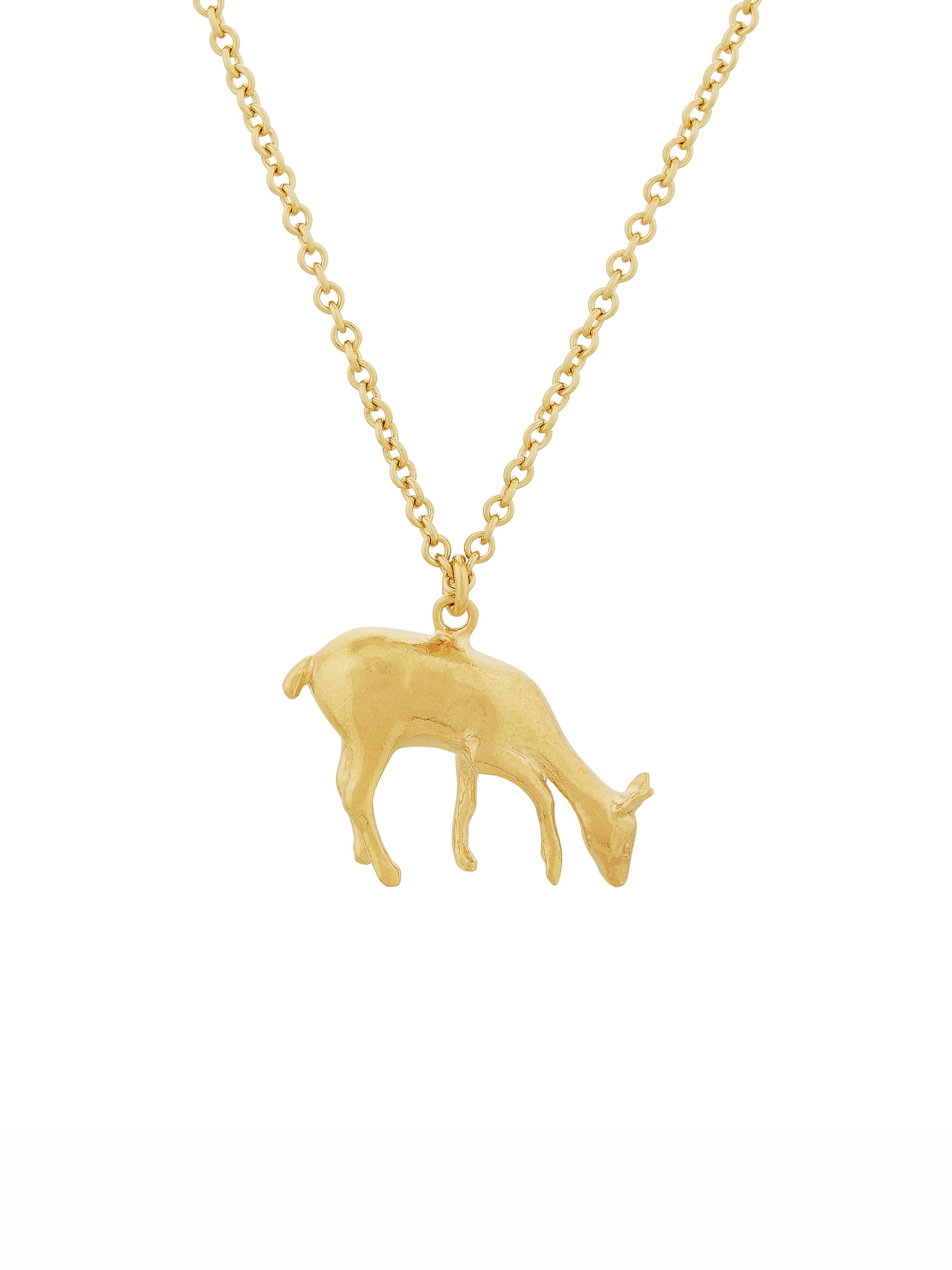 Grazing Doe Necklace - image 5 | gold plate