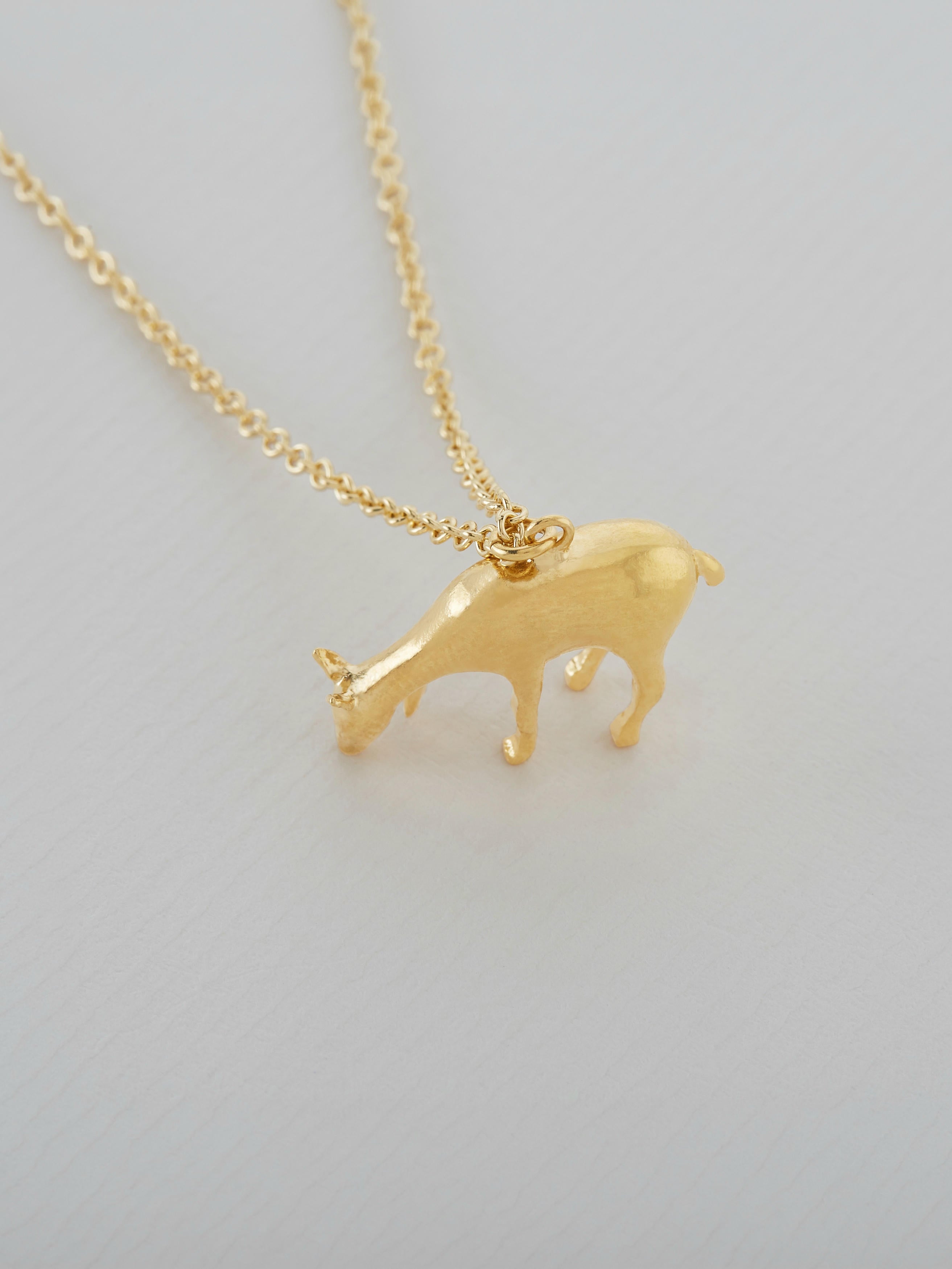 Grazing Doe Necklace - image 4 | gold plate
