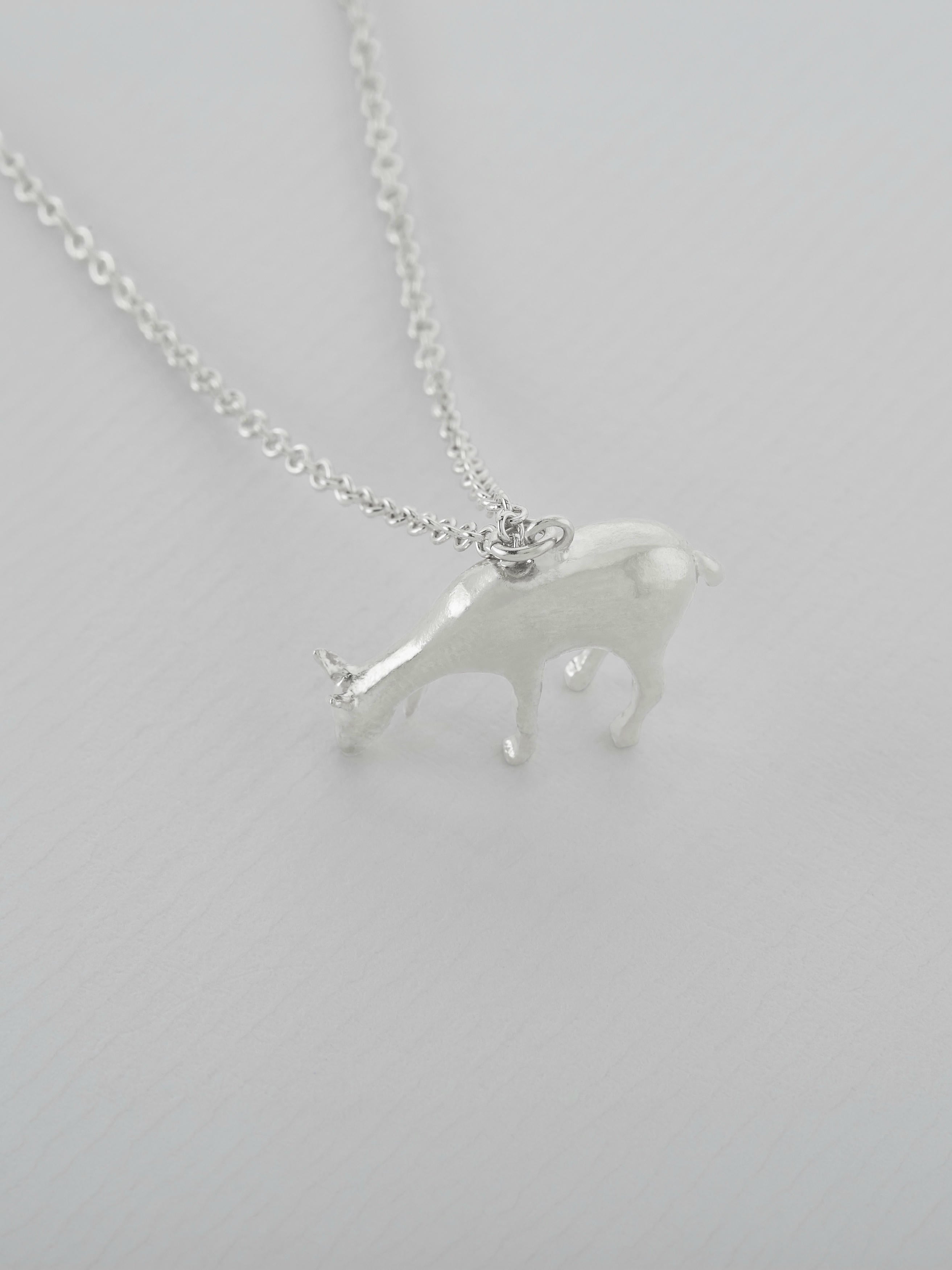 Grazing Doe Necklace - image 7 | silver