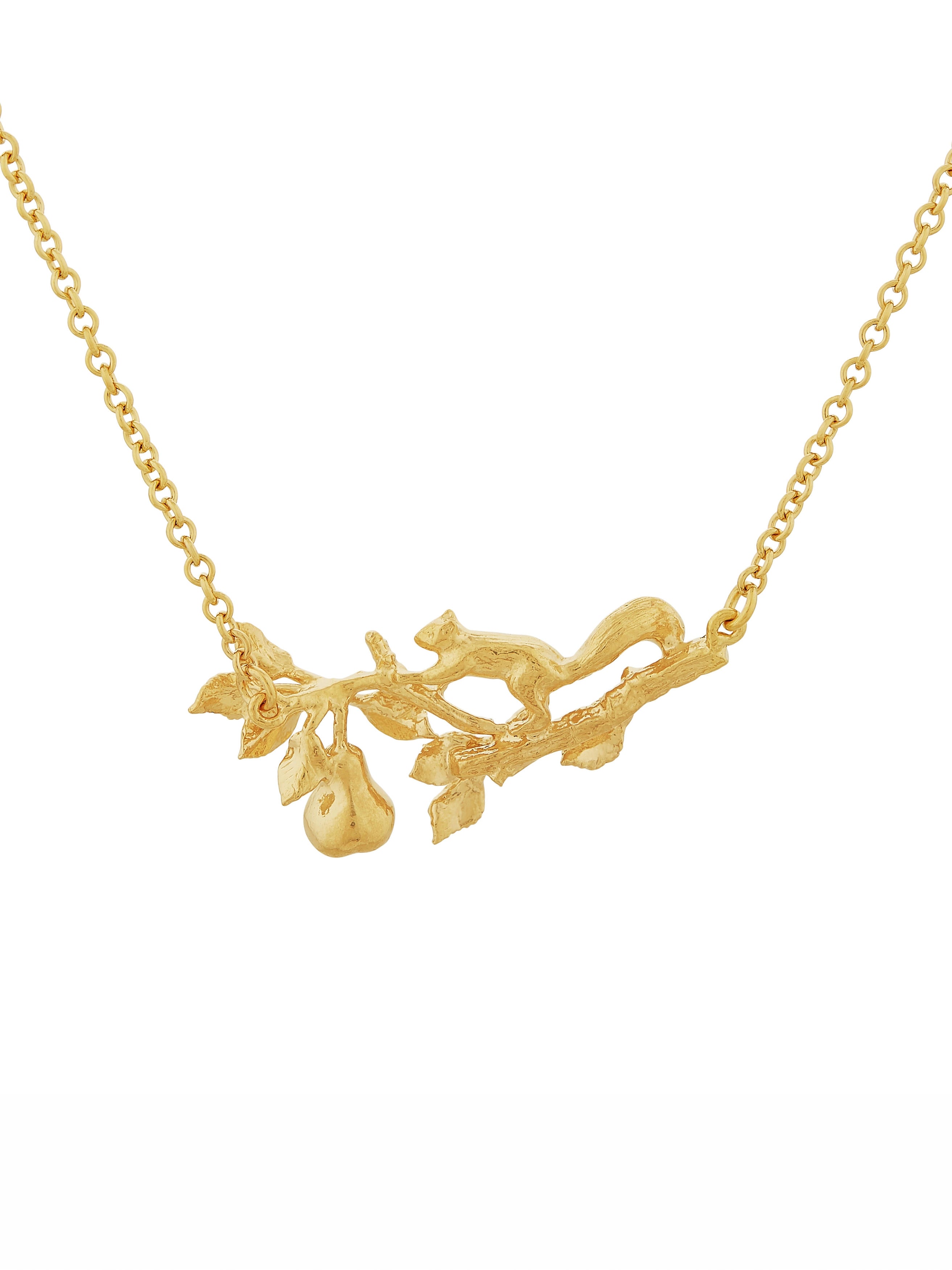 Scampering Squirrel Inline Branch Necklace - image 5 | gold plate