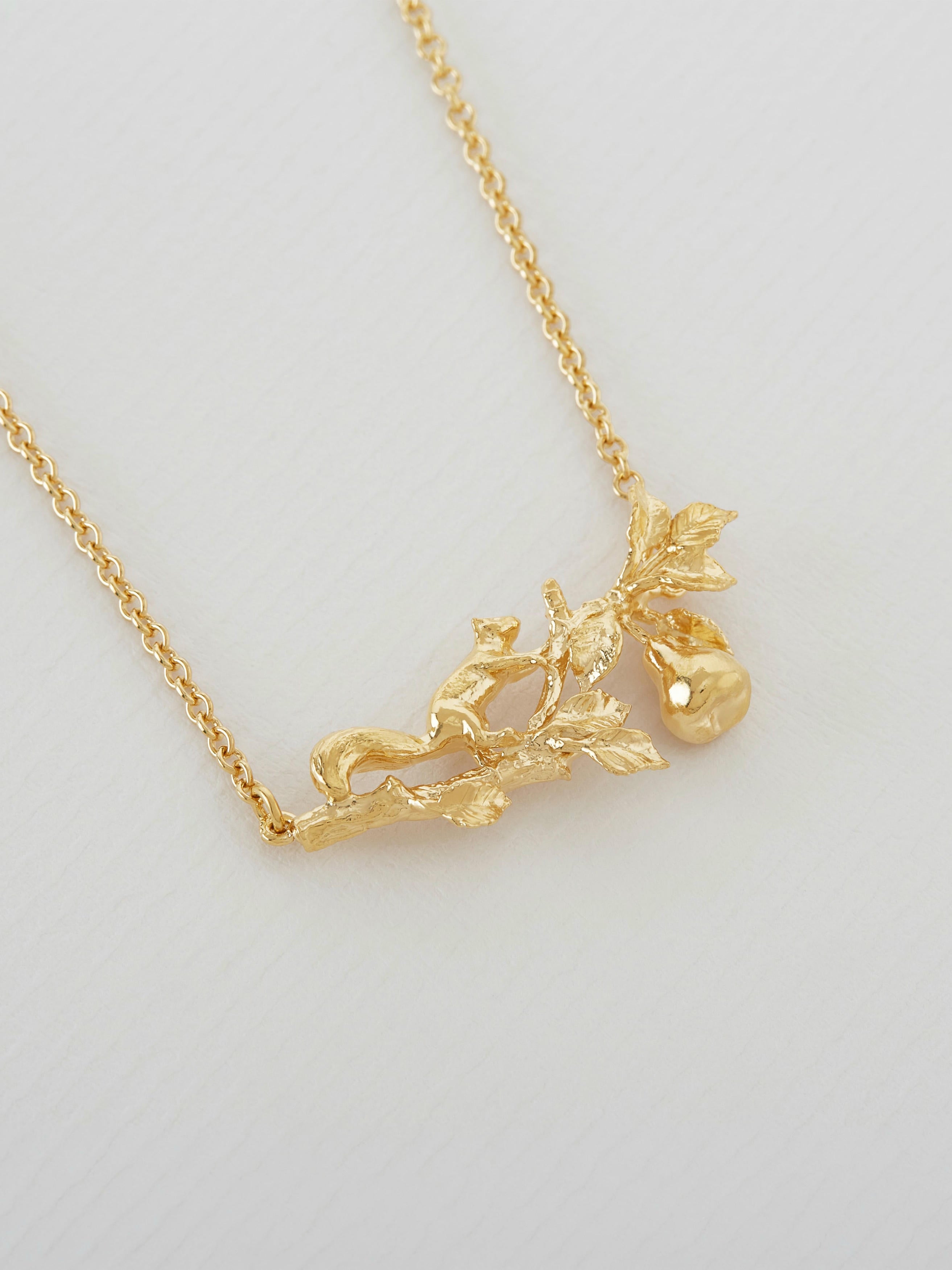 Scampering Squirrel Inline Branch Necklace - image 4 | gold plate