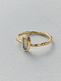 Into the Woods Twig Ring with Bezel Set Opal