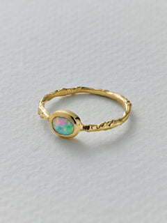 Into the Woods Twig Ring with Bezel Set Opal