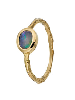 Into the Woods Twig Ring with Bezel Set Opal