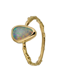 Into the Woods Twig Ring with Bezel Set Opal
