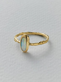 Into the Woods Twig Ring with Bezel Set Opal