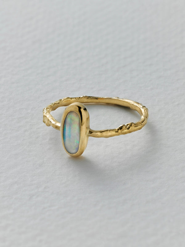 Into the Woods Twig Ring with Bezel Set Opal