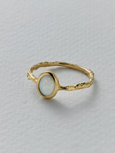 Into the Woods Twig Ring with Bezel Set Opal