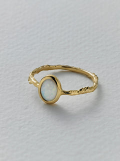 Into the Woods Twig Ring with Bezel Set Opal