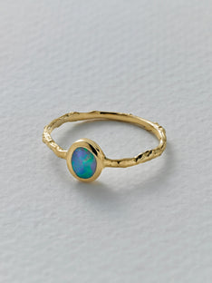 Into the Woods Twig Ring with Bezel Set Opal