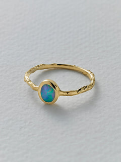 Into the Woods Twig Ring with Bezel Set Opal