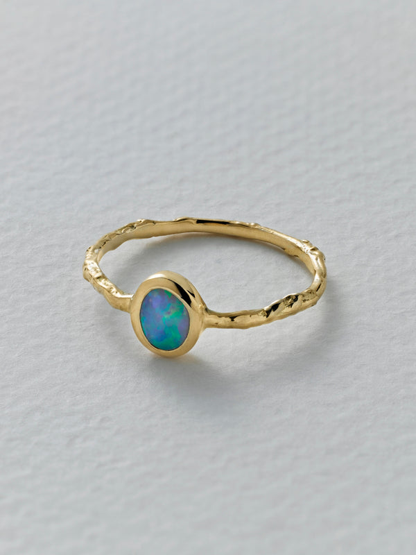 Into the Woods Twig Ring with Bezel Set Opal
