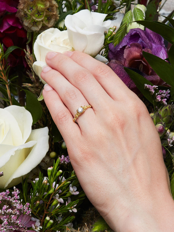 Fine Bark Diamond Ring