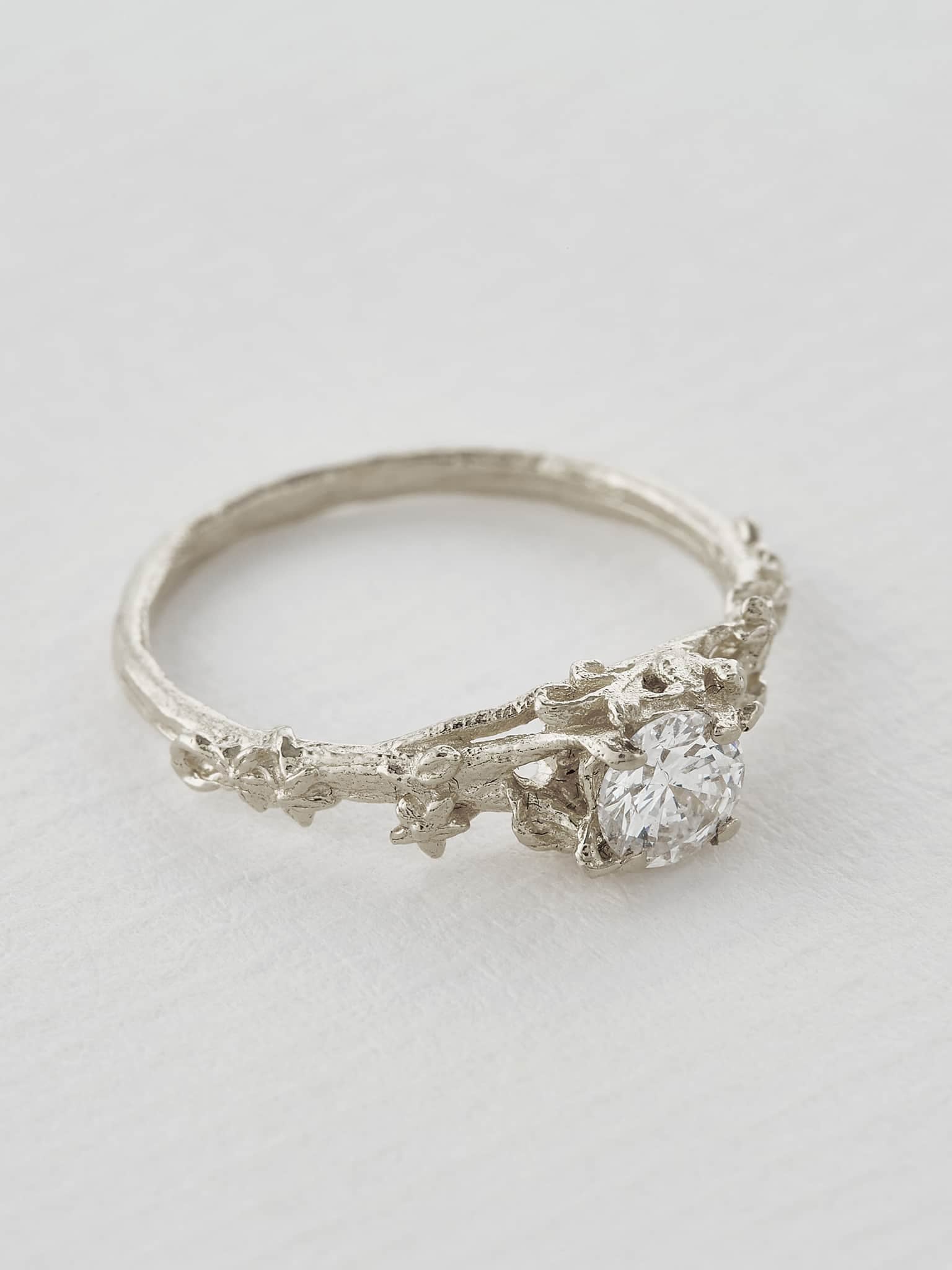 Fine Bark Diamond Ring - image 12 | platinum