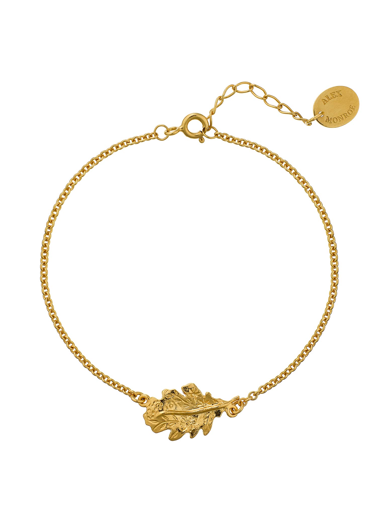 Floral Engraved Oak Leaf Inline Bracelet - image 1 | gold plate