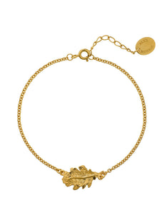 Floral Engraved Oak Leaf Inline Bracelet