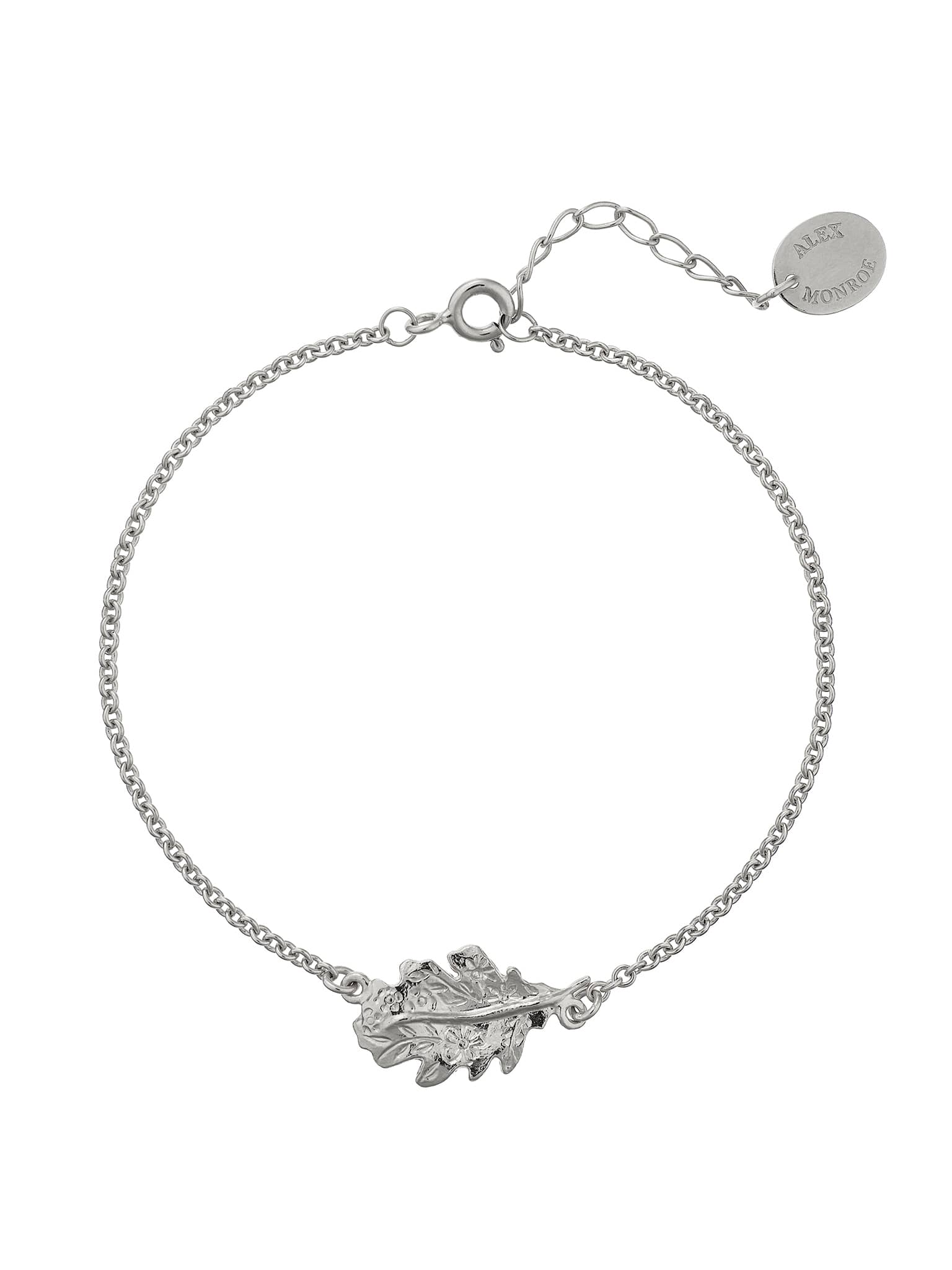 Floral Engraved Oak Leaf Inline Bracelet - image 5 | silver