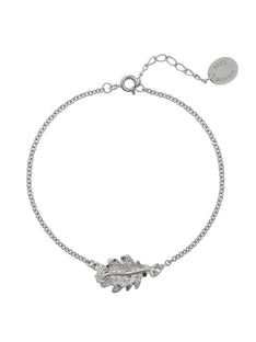 Floral Engraved Oak Leaf Inline Bracelet