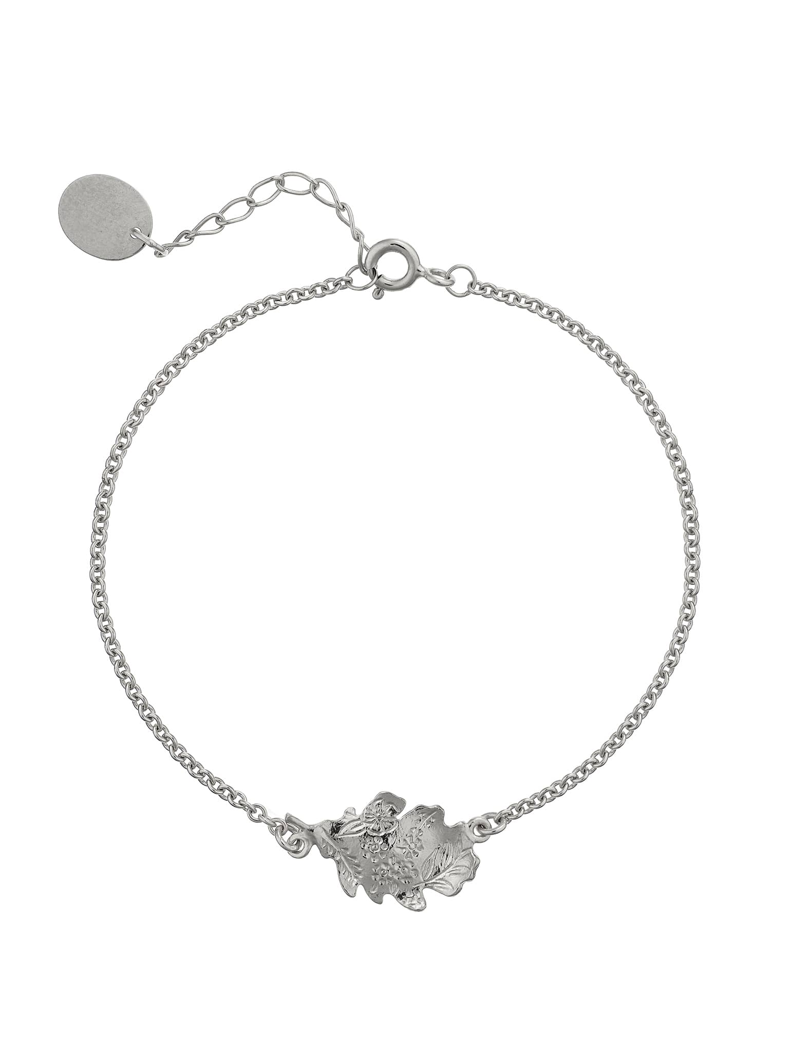 Floral Engraved Oak Leaf Inline Bracelet - image 8 | silver