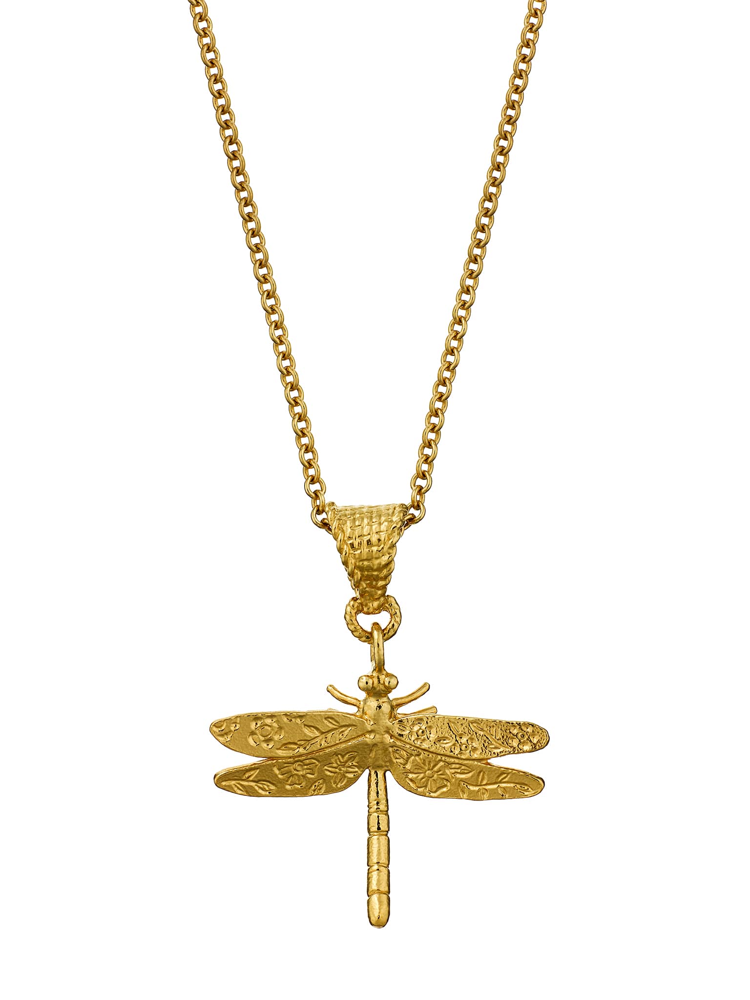 Engraved Dragonfly Pendant Necklace - image 1 | gold plate