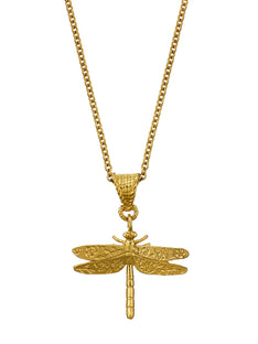 Engraved Dragonfly Pendant Necklace