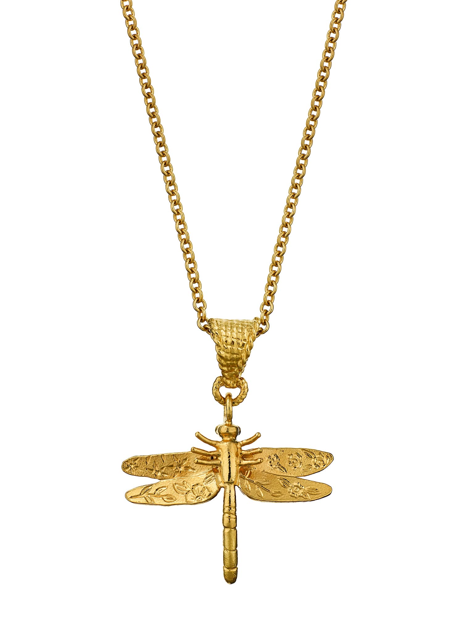 Engraved Dragonfly Pendant Necklace - image 4 | gold plate