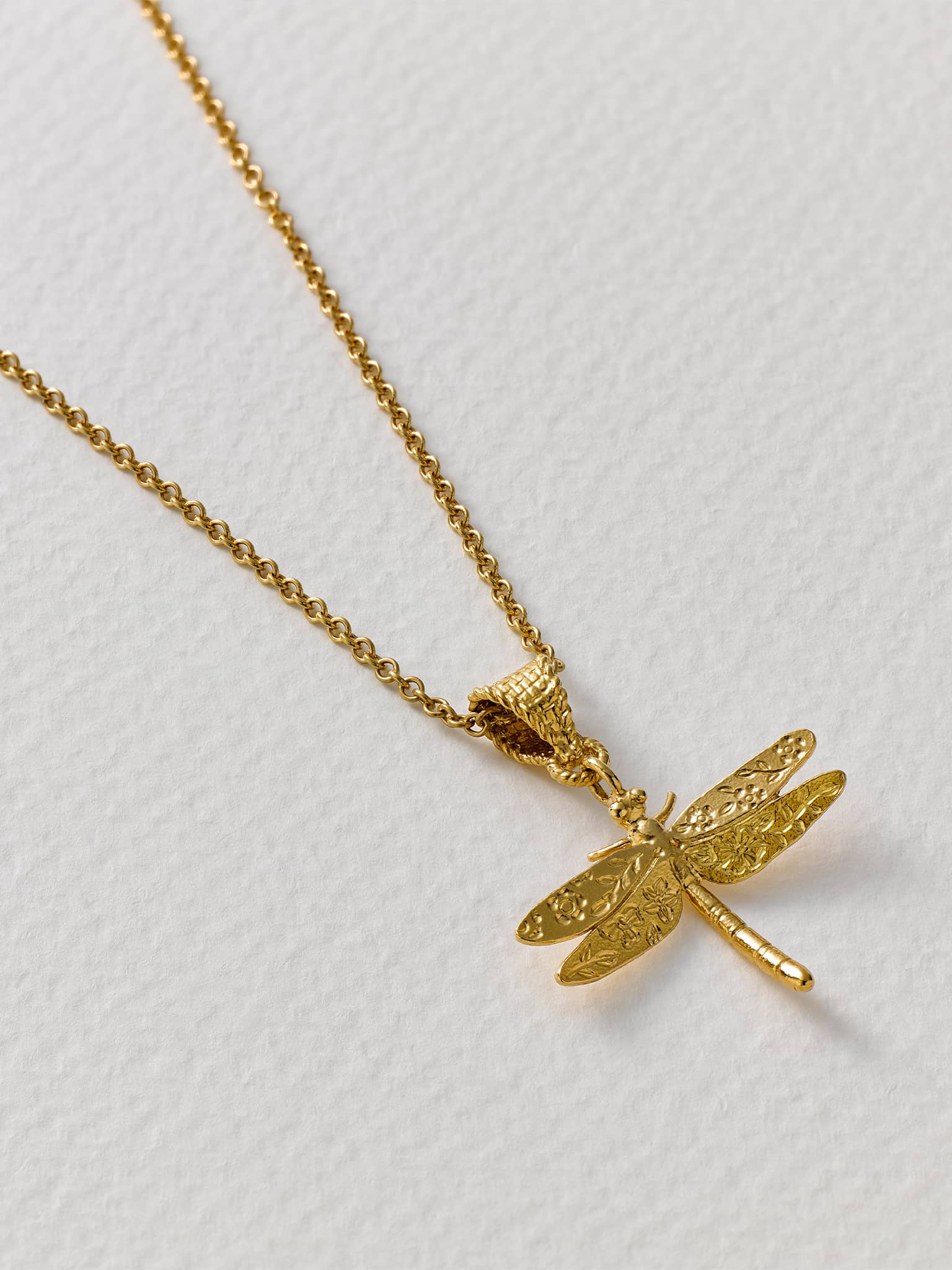 Engraved Dragonfly Pendant Necklace - image 3 | gold plate