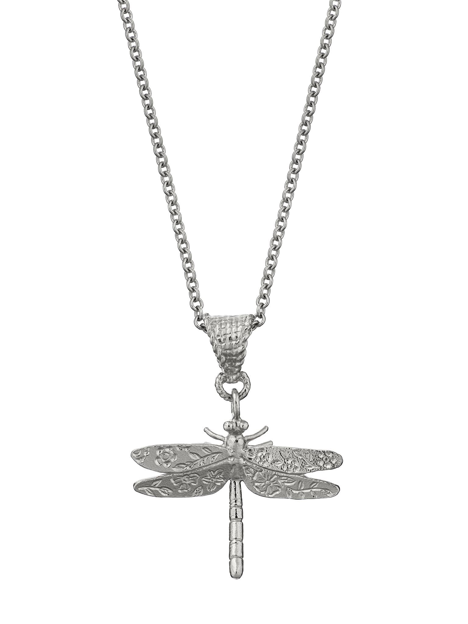 Engraved Dragonfly Pendant Necklace - image 5 | silver